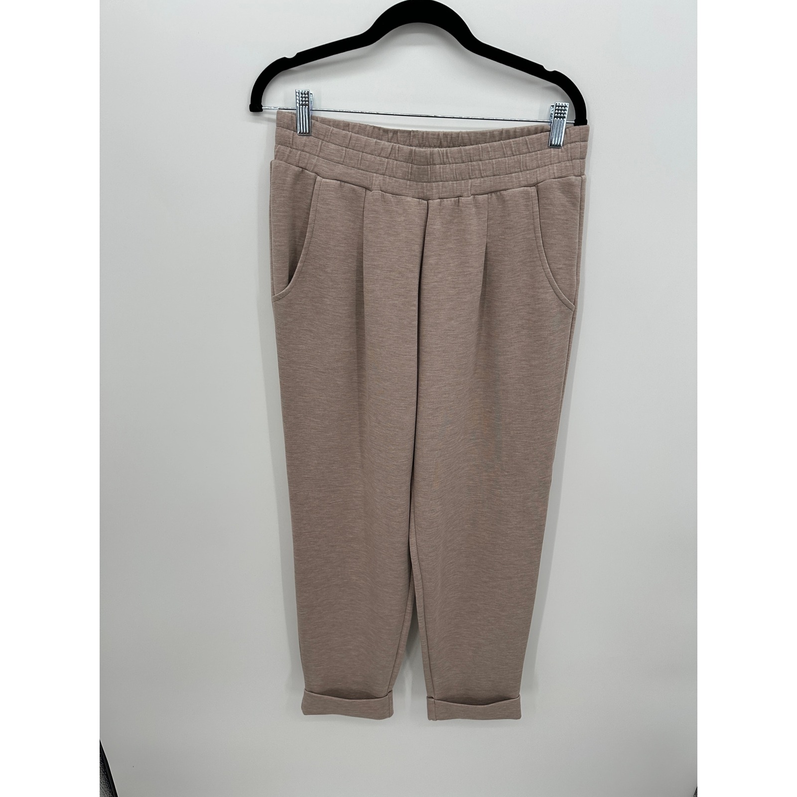 Varley Doublesoft Rolled Cuff Jogger Pants 25" Taupe Lounge Athleisure Sz M